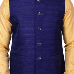 manyavar Button-Front Nehru Jacket with Welt Pockets image 5