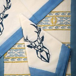 ambiya Set of 12 Handblock Print Cotton Canvas Place Mats & Napkins image 5