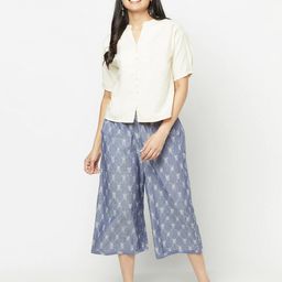 fabindia Block Print Palazzos with Drawstring Waist image 5