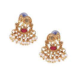 oomph Gold-Plated Stone-Studded Necklace & Earrings Set image 5