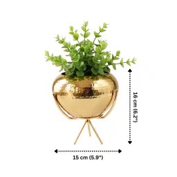 behoma Metal Mini Hammered Bud Planter Pot with Stand image 5
