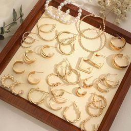 jewels galaxy Women Set of 18 Gold-Plated Hoop Earrings image 5