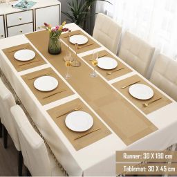 hokipo Set of 6 Geometric Woven Table Placemats with Table Runner image 5