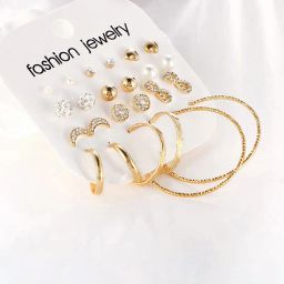 jewels galaxy Set of 12 Gold-Plated Stud Earrings image 5