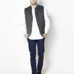 even Textured Nehru Jacket with Insert Pockets image 5