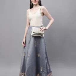 jabama Embroidered Flared Skirt with Drawstrings image 5