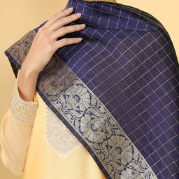 soch Checked Dupatta with Tassels image 5