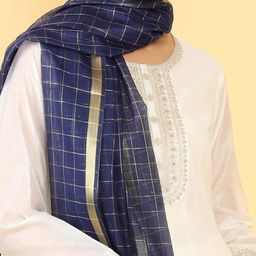 soch Checked Dupatta with Tassels image 5