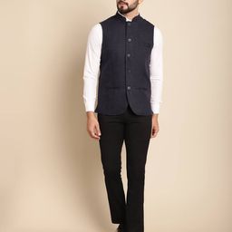 even Herringbone Pattern Tailored Fit Nehru Jacket image 5