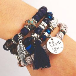 shining diva Set of 4 Multi-Layered Bangle Bodhi Bracelets image 5