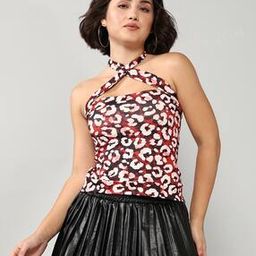 Shein Party Abstract Pattern Sleeveless Stylised Crop Top-picture-28