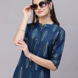 stylum Leaf Print A-line Kurta image 5