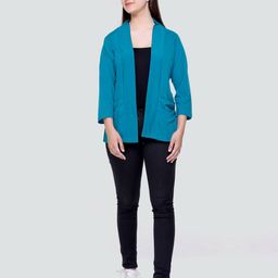 plush push the fashion Front-Open Shrug with Patch Pockets image 5