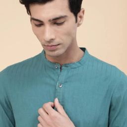 fabindia FabBasics Men Striped Regular Fit Kurta with Insert Pocket image 5