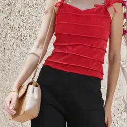 Shein Cap Sleeves Bow Detail Self-Designed Top-image-3