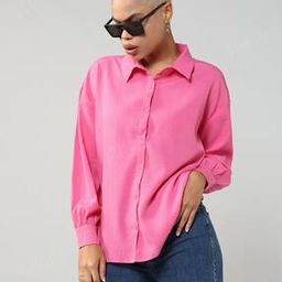 Shein Casual Curved Hem Spread Collar Full-Length Cuffed Sleeve Shirts-image-92