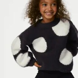 Girls Polka-Dot Print Round-Neck Jumper-30