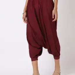 Women Voile Printed Double Layered Harem Pants-image-3