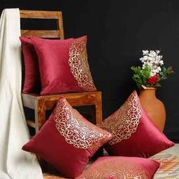 hosta homes Set of 5 Foil Print Cushion Covers 16" x 16"-picture-3