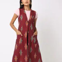 Ikat Print Shrug with Patch Pocket-22