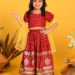Girls Floral Print Lehenga Choli Set with Dupatta-picture-20