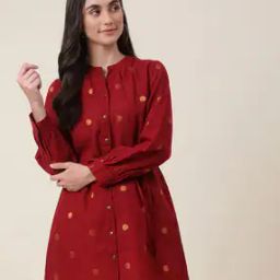 Women Geometric Woven A-Line Tunic-image-30