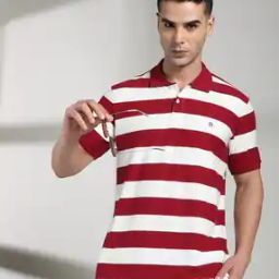 Men Striped Slim Fit Polo T-Shirt-image-78
