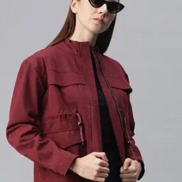 Women Regular Fit Biker Jacket with Flap Pockets -48