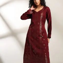 Women Jacquard Weave Straight Kurta-image-14