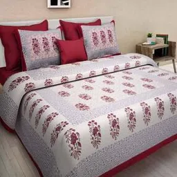 150 TC Floral Print Double Bedsheet with Pillow Covers-image-93