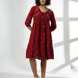 Women Embroidered Empire Dress-image-24