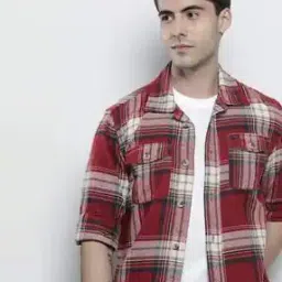 Checked Shirt with Buttoned Flap Pockets-image-63