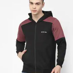 Men Zip-Front Regular Fit Hooded Sweatshirt-image-9