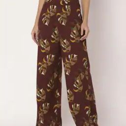 Women Leaf Print Palazzos with Elasticated Waist-picture-32