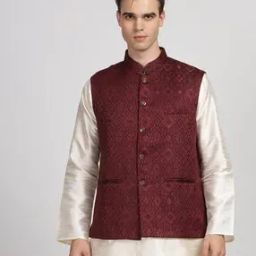 Men Nehru Jacket with Welt Pockets-20