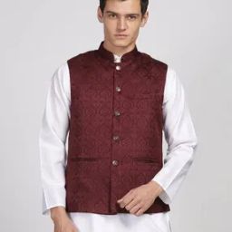Men Nehru Jacket with Welt Pockets-image-89