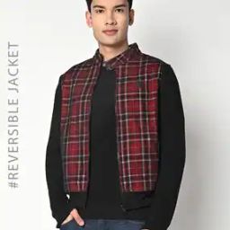 Checked Reversible Slim Fit High-Neck Gilet-picture-38