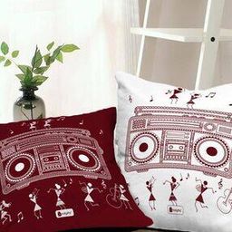 Set of 2 Printed Cushion Covers 12" x 12"-21