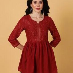 Women Printed Top with Flared Hem-picture-48