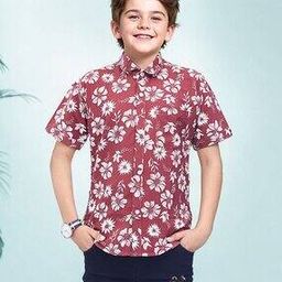Boys Floral Print Relaxed Fit Shirt-image-10