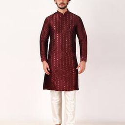 Men Embroidered Regular Fit Long Kurta-image-40