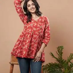 Women Floral Print Flared Tunic-image-10
