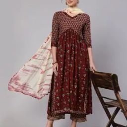 Floral Print Straight Kurta Set with Dupatta-image-57