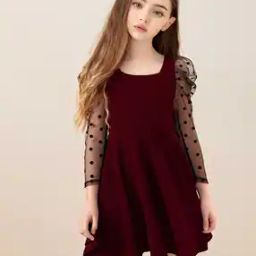 Girls Fit & Flare Dress with Puff Sleeves-image-29