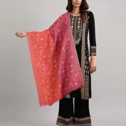 Floral Print Dupatta with Fringes-image-43