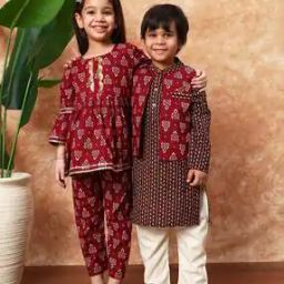 Girls Round-Neck Kurti & Palazzos 2-Piece Set-image-42