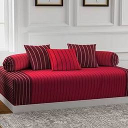 Cotton Single Bedsheet With 2 Bolster Covers & 3 Cushion Covers-35