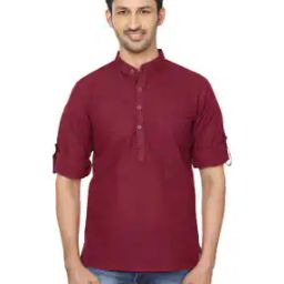 Striped Short Kurta with Patch Pocket-picture-0