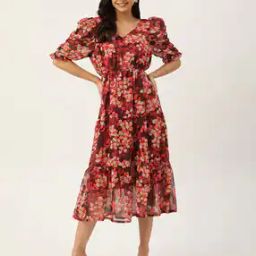 Floral Print Fit and Flare Dress-image-11