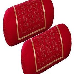 Set of 2 Embroidered Bolster Covers 32" x 16"-2